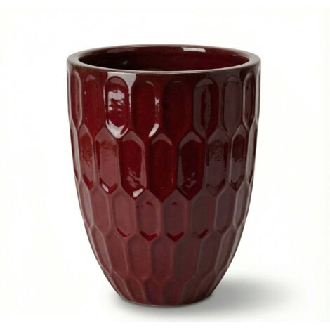 Pot grande taille d'extérieur DAUDET 32x40cm rouge impérial, fait main en terre cuite émaillée, résistant au gel
