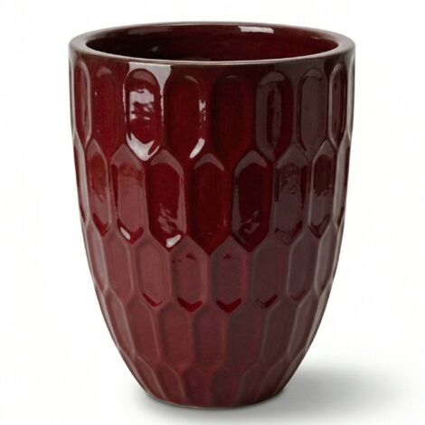 Pot grande taille d'extérieur DAUDET 41x55cm rouge impérial, fait main en terre cuite émaillée, résistant au gel