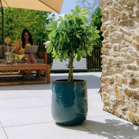 PROVENCELIA Pot grande taille d'extérieur DIANE 30x35cm bleu azur, fait main en terre cuite émaillée, résistant au gel