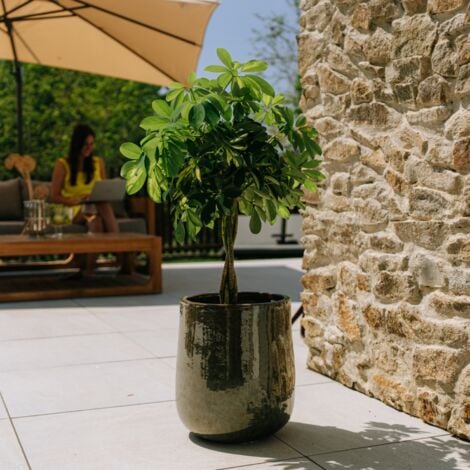 PROVENCELIA Pot grande taille d'extérieur DIANE 30x35cm vert tropical, fait main en terre cuite émaillée, résistant au gel