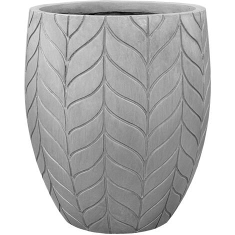 Pot grande taille d'extérieur ESSENCE 40x46cm gris clair, en béton fibré, résistant au gel