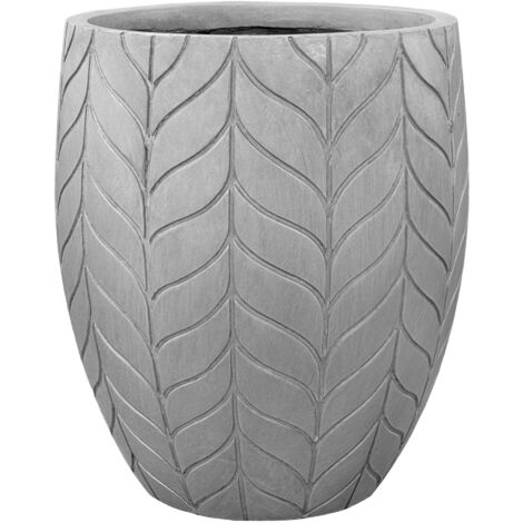 Pot grande taille d'extérieur ESSENCE 54x60cm gris clair, en béton fibré, résistant au gel