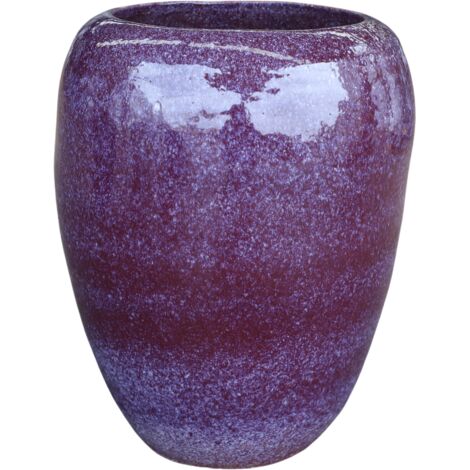 Pot grande taille d'extérieur GALILEE 50x60cm violet, fait main en terre cuite émaillée, résistant au gel