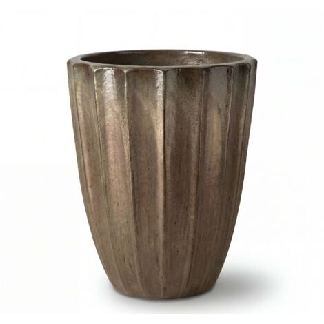 Pot grande taille d'extérieur HUGO 30x39cm bronze sablé, fait main en terre cuite émaillée, résistant au gel