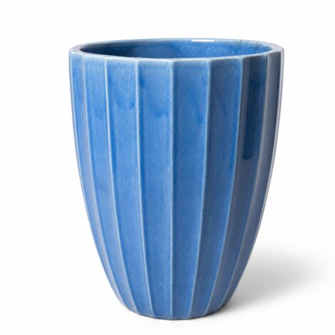 Pot grande taille d'extérieur HUGO 36x50cm ciel de juin, fait main en terre cuite émaillée, résistant au gel
