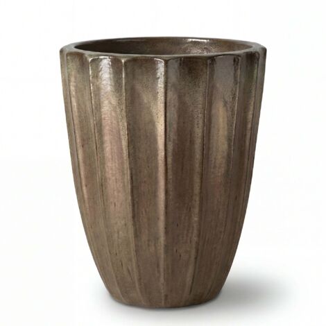 Pot grande taille d'extérieur HUGO 44x59cm bronze sablé, fait main en terre cuite émaillée, résistant au gel