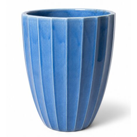 Pot grande taille d'extérieur HUGO 44x59cm ciel de juin, fait main en terre cuite émaillée, résistant au gel