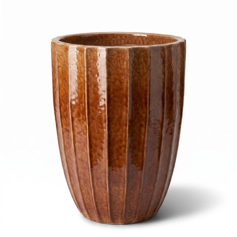 Pot grande taille d'extérieur HUGO 44x59cm écorce, fait main en terre cuite émaillée, résistant au gel