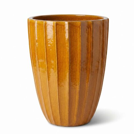 Pot grande taille d'extérieur HUGO 44x59cm miel, fait main en terre cuite émaillée, résistant au gel