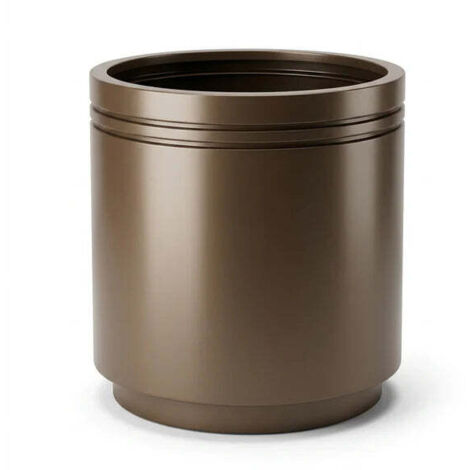 Pot grande taille d'extérieur INFINITY ROUND 60x60cm taupe, fait main en métal, résistant au gel