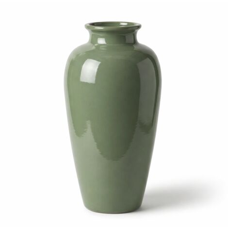 Pot grande taille d'extérieur JUPITER 40x83cm perle de jade, fait main en terre cuite émaillée, résistant au gel