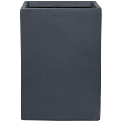Pot grande taille d'extérieur KUBIX 33x47cm gris foncé, en béton fibré, résistant au gel