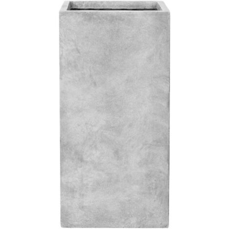 Pot grande taille d'extérieur KUBIX 35x70cm gris clair, en béton fibré, résistant au gel