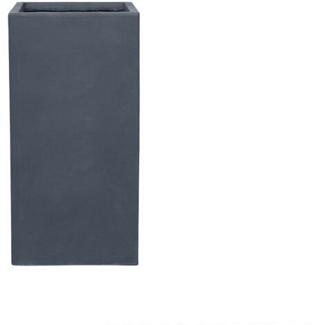 Pot grande taille d'extérieur KUBIX 35x70cm gris foncé, en béton fibré, résistant au gel