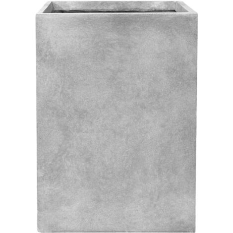 Pot grande taille d'extérieur KUBIX 38x54cm gris clair, en béton fibré, résistant au gel
