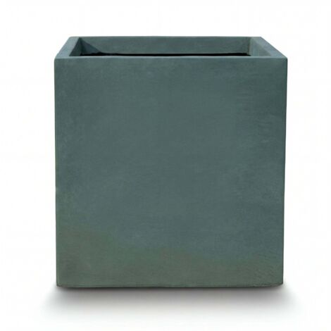 Pot grande taille d'extérieur KUBIX 50x50cm vert foncé, en béton fibré, résistant au gel