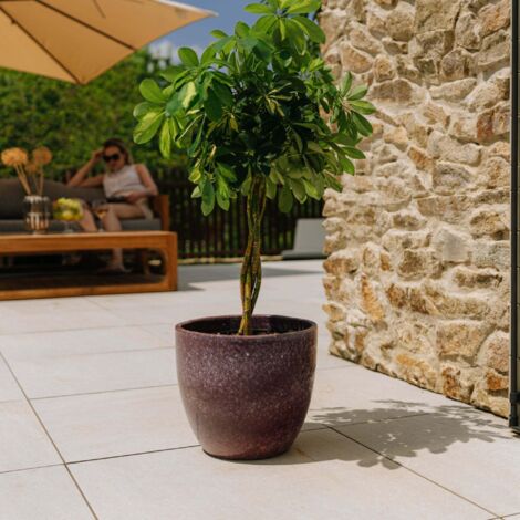 Pot grande taille d'extérieur LANCELOT 29x26cm violet clair, fait main en terre cuite émaillée, résistant au gel