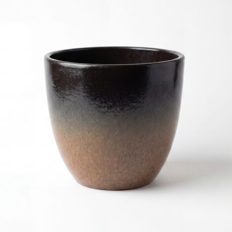 Pot grande taille d'extérieur LANCELOT 36x34cm brume d'hiver, fait main en terre cuite émaillée, résistant au gel.