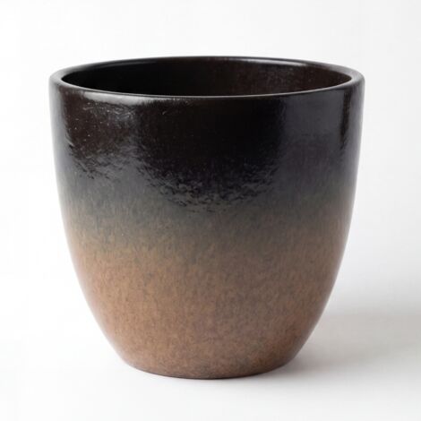 Pot grande taille d'extérieur LANCELOT 57x50cm brume d'hiver, fait main en terre cuite émaillée, résistant au gel.