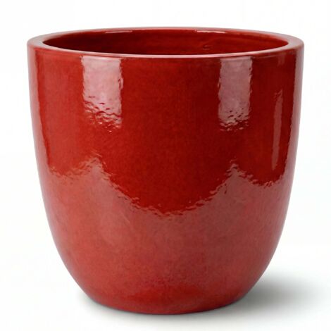 Pot grande taille d'extérieur LANCELOT 57x50cm rouge tropical, fait main en terre cuite émaillée, résistant au gel