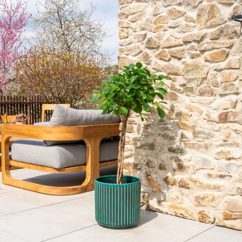 Provencelia - Pot grande taille d'extérieur london 29x30cm fait main en terre cuite émaillée résistant au gel, vert sapin