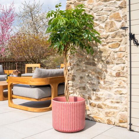 Pot grande taille d'extérieur LONDON 42x39cm Rose, en terre cuite émaillée