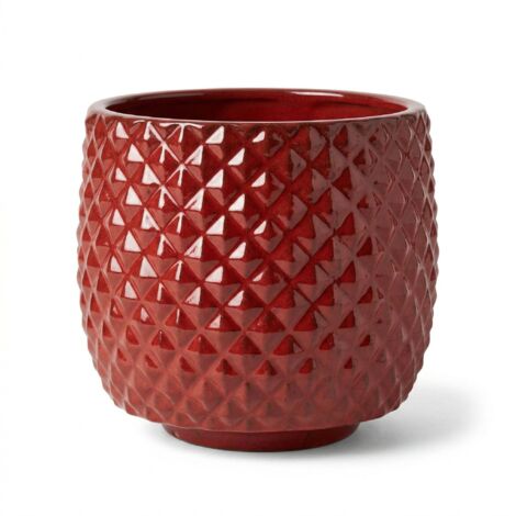 Pot grande taille d'extérieur MARS 30x30cm rouge impérial, fait main en terre cuite émaillée, résistant au gel