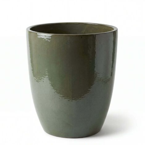 Pot grande taille d'extérieur MAZARIN2 45x60cm vert crème, fait main en terre cuite émaillée, résistant au gel