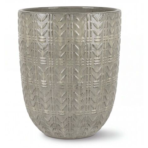 Pot grande taille d'extérieur MERCURE 39x51cm crème, fait main en terre cuite émaillée, résistant au gel