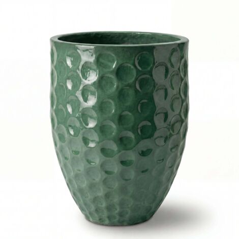 Pot grande taille d'extérieur MEROVEE 42x55cm jade, fait main en terre cuite émaillée, résistant au gel