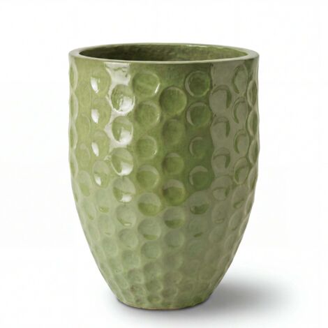 Pot grande taille d'extérieur MEROVEE 42x55cm perle de jade, fait main en terre cuite émaillée, résistant au gel