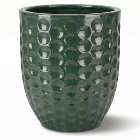 Pot grande taille d'extérieur MEROVEE 55x65cm jade, fait main en terre cuite émaillée, résistant au gel