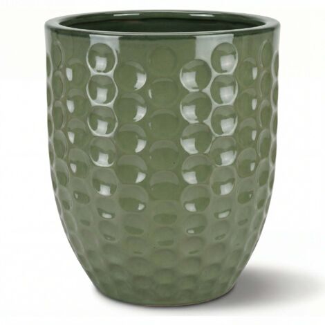 Pot grande taille d'extérieur MEROVEE 55x65cm perle de jade, fait main en terre cuite émaillée, résistant au gel