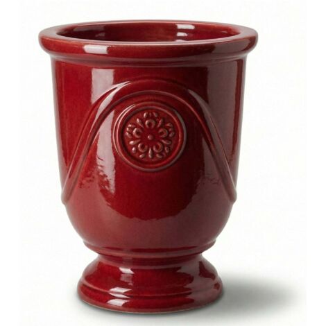 Pot grande taille d'extérieur MOLIERE 24x30cm rouge impérial, fait main en terre cuite émaillée, résistant au gel