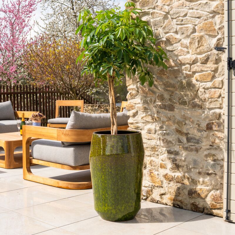 Pot grande taille d'extérieur monaco 44x67cm fait main en terre cuite émaillée résistant au gel, vert