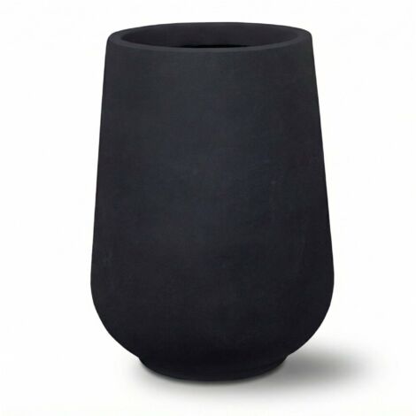 Pot grande taille d'extérieur MONOLITH 40x53cm noir mat, en béton fibré, résistant au gel