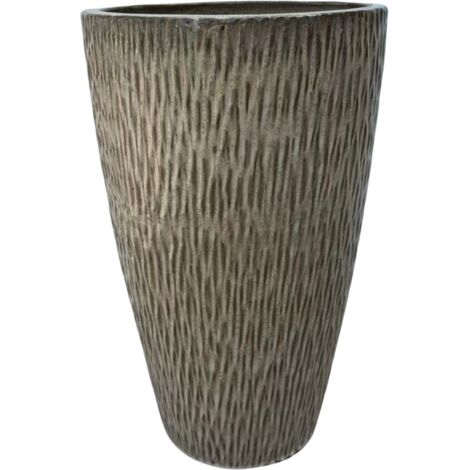 Pot grande taille d'extérieur PAGNOL 38x66cm bronze sablé, fait main en terre cuite émaillée, résistant au gel