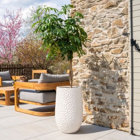 PROVENCELIA Pot grande taille d'extérieur PARIS 39x31cm fait main en terre cuite émaillée résistant au gel blanc