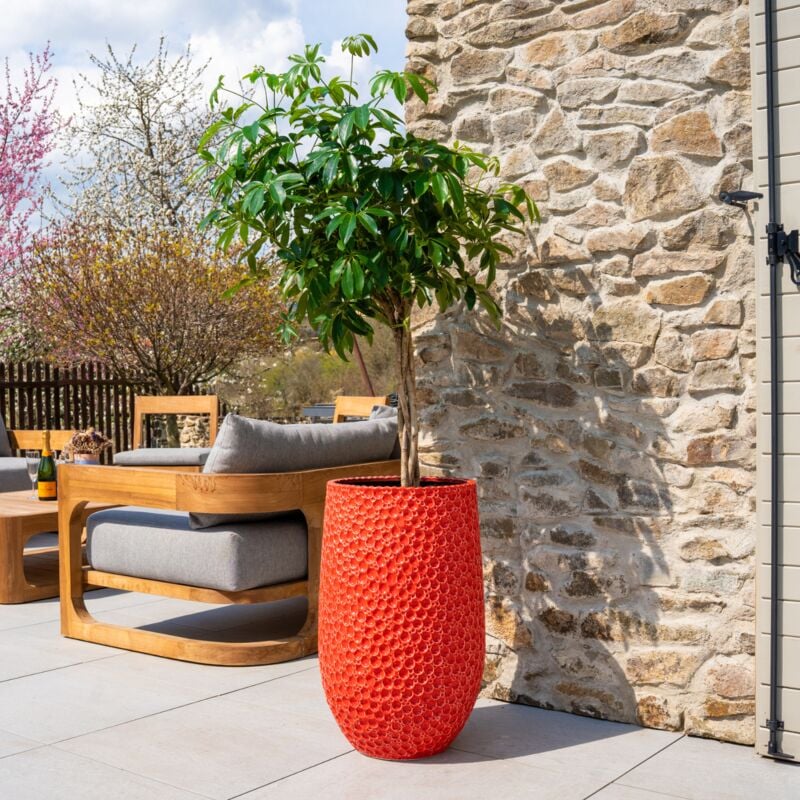 Pot grande taille d'extérieur paris 39x63cm fait main en terre cuite émaillée résistant au gel, rouge