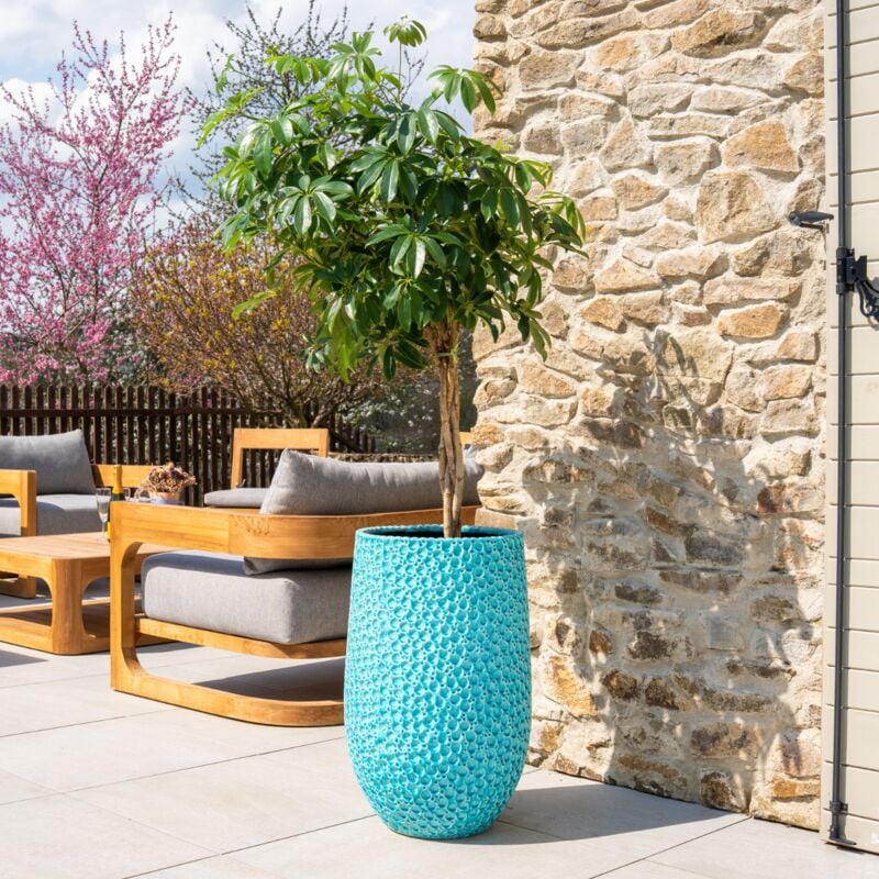 Provencelia - Pot grande taille d'extérieur paris 39x63cm fait main en terre cuite émaillée résistant au gel, turquoise