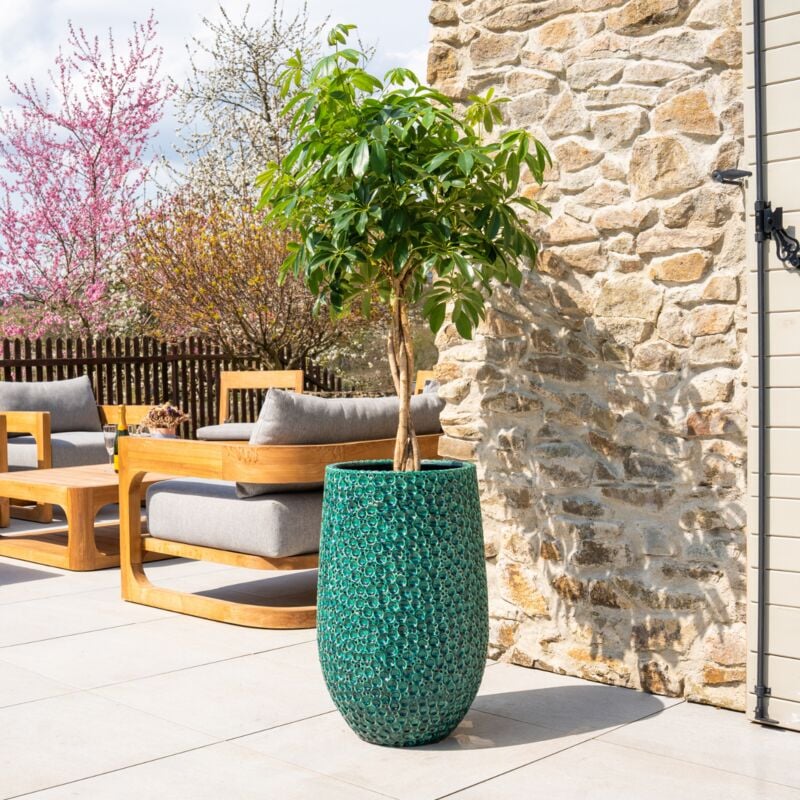 Pot grande taille d'extérieur paris 39x63cm fait main en terre cuite émaillée résistant au gel, vert sapin