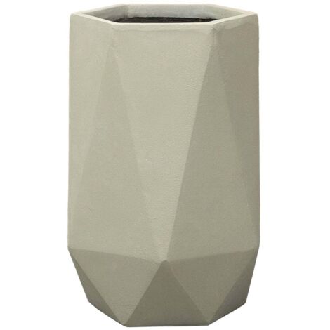 Pot grande taille d'extérieur PRISME 32x44cm beige, en béton fibré, résistant au gel