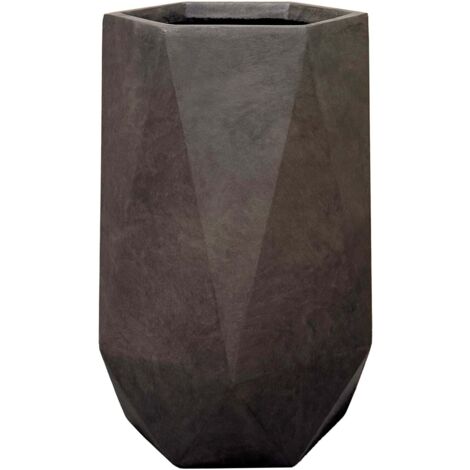 Pot grande taille d'extérieur PRISME 32x44cm brun, en béton fibré, résistant au gel