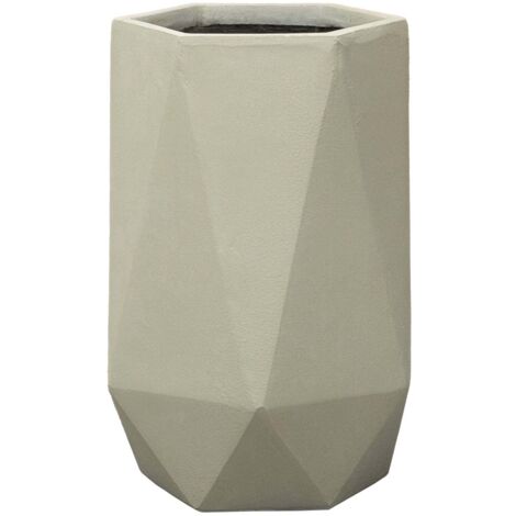 Pot grande taille d'extérieur PRISME 47x50cm beige, en béton fibré, résistant au gel