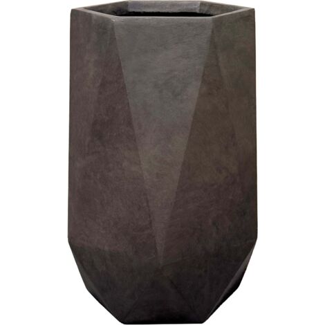 Pot grande taille d'extérieur PRISME 47x50cm brun, en béton fibré, résistant au gel