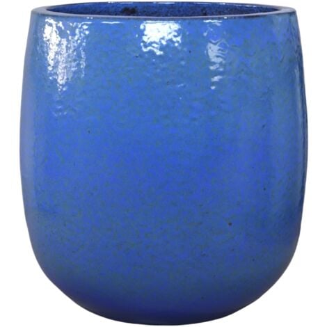 PROVENCELIA Pot grande taille d'extérieur SOCRATE 40x49cm bleu outremer, fait main en terre cuite émaillée, résistant au gel
