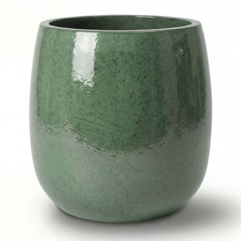 Pot grande taille d'extérieur SOCRATE 40x49cm jade, fait main en terre cuite émaillée, résistant au gel