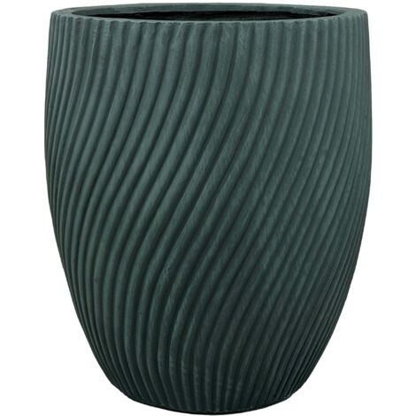 Pot grande taille d'extérieur SOLSTICE 54x60cm vert foncé, en béton fibré, résistant au gel
