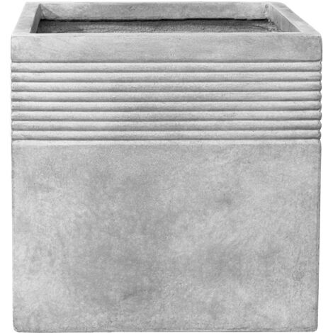 Pot grande taille d'extérieur SPIRIT 45x45cm gris clair, en béton fibré, résistant au gel
