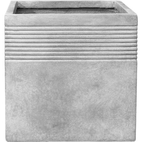 Pot grande taille d'extérieur SPIRIT 55x55cm gris clair, en béton fibré, résistant au gel